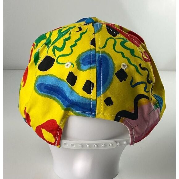 Vtg 80s Style Native American Rope Brim SnapBack Trucker Hat Yellow Multicolor - Picture 4 of 5